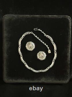 TRIFARI Diamanté Parure Rhodium Emerald-Cut-Crystal Rhinestones Alfred Philippe