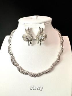 TRIFARI Diamanté Pave' Alfred Philippe Earrings Necklace Silver-Trifanium