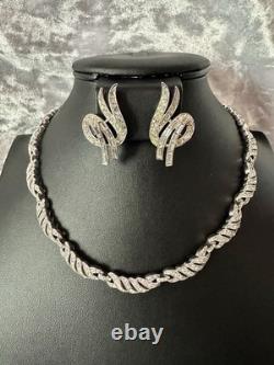 TRIFARI Diamanté Pave' Alfred Philippe Earrings Necklace Silver-Trifanium
