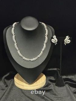 TRIFARI Diamanté Pave' Alfred Philippe Earrings Necklace Silver-Trifanium
