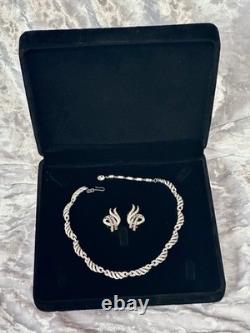 TRIFARI Diamanté Pave' Alfred Philippe Earrings Necklace Silver-Trifanium