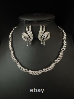 TRIFARI Diamanté Pave' Alfred Philippe Earrings Necklace Silver-Trifanium