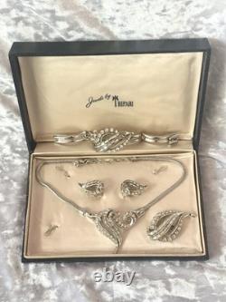 TRIFARI Diamanté Wave Set Alfred Philippe Earrings Bracelet Brooch Necklace 1953