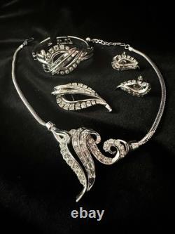 TRIFARI Diamanté Wave Set Alfred Philippe Earrings Bracelet Brooch Necklace 1953