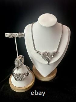 TRIFARI Diamanté Wave Set Alfred Philippe Earrings Bracelet Brooch Necklace 1953