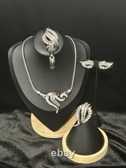 TRIFARI Diamanté Wave Set Alfred Philippe Earrings Bracelet Brooch Necklace 1953