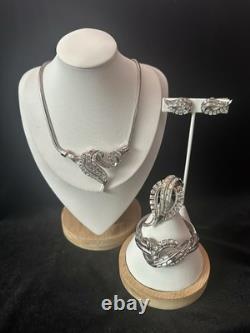 TRIFARI Diamanté Wave Set Alfred Philippe Earrings Bracelet Brooch Necklace 1953