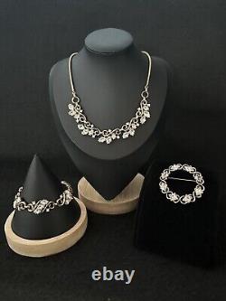 TRIFARI Diamond RARE Bracelet Brooch Necklace GOLD Crown Lozenge PAT PEND Set
