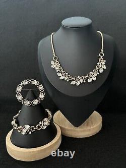 TRIFARI Diamond RARE Bracelet Brooch Necklace GOLD Crown Lozenge PAT PEND Set