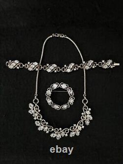 TRIFARI Diamond RARE Bracelet Brooch Necklace GOLD Crown Lozenge PAT PEND Set