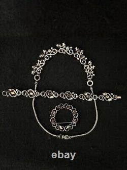 TRIFARI Diamond RARE Bracelet Brooch Necklace GOLD Crown Lozenge PAT PEND Set