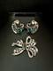 TRIFARI Earrings(1945) Brooch Alfred Philippe Sterling Emerald Ruby PAT PEND