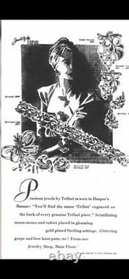 TRIFARI Earrings(1945) Brooch Alfred Philippe Sterling Emerald Ruby PAT PEND