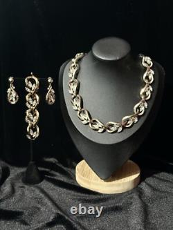 TRIFARI Earrings Bracelet Necklace Set Gold-Trifanium Marquise Alfred Philippe