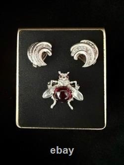 TRIFARI Earrings Brooch 1944 Sterling Jellybelly Rhinestones Alfred Philippe Box