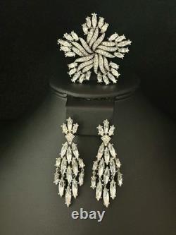 TRIFARI Earrings Brooch(1967) Parure Chandelier Diamanté Alfred Philippe withBox