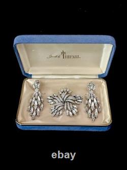 TRIFARI Earrings Brooch(1967) Parure Chandelier Diamanté Alfred Philippe withBox