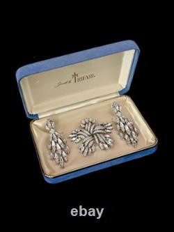TRIFARI Earrings Brooch(1967) Parure Chandelier Diamanté Alfred Philippe withBox