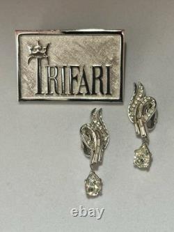 TRIFARI Earrings Double-Swirl Rhodium Dangle Pendaloque Alfred Philippe PAT PEND