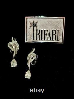 TRIFARI Earrings Double-Swirl Rhodium Dangle Pendaloque Alfred Philippe PAT PEND