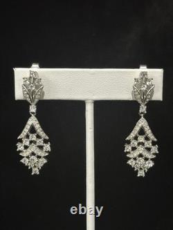 TRIFARI Earrings Drop Dangle Crystal Brilliant Rhodium Alfred Philippe Crown Box