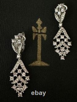 TRIFARI Earrings Drop Dangle Crystal Brilliant Rhodium Alfred Philippe Crown Box