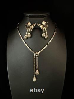 TRIFARI Earrings Necklace Trifanium Alfred Philippe Dangle Duel-Tassel PAT PEND