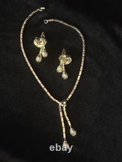 TRIFARI Earrings Necklace Trifanium Alfred Philippe Dangle Duel-Tassel PAT PEND