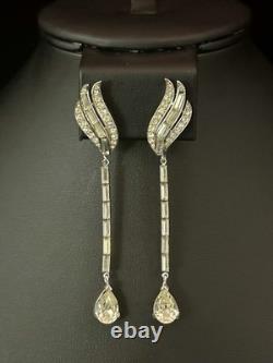 TRIFARI Earrings Plume String-Bean Diamanté Dangle/Drop Alfred Philippe