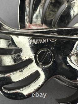 TRIFARI Egret Book-Set Alfred Philippe Rhodium Earrings Brooch PAT PEND withBox