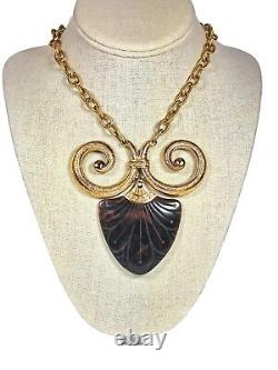 TRIFARI Egyptian Revival Tortoise Ram's Horn Celluloid Pendant Necklace Earrings