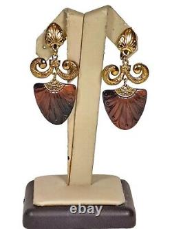 TRIFARI Egyptian Revival Tortoise Ram's Horn Celluloid Pendant Necklace Earrings