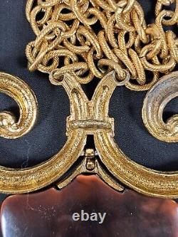 TRIFARI Egyptian Revival Tortoise Ram's Horn Celluloid Pendant Necklace Earrings