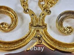 TRIFARI Egyptian Revival Tortoise Ram's Horn Celluloid Pendant Necklace Earrings