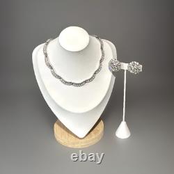 TRIFARI Emerald-Cut Diamanté Earrings Necklace Rhodium Alfred Philippe withJBT Box