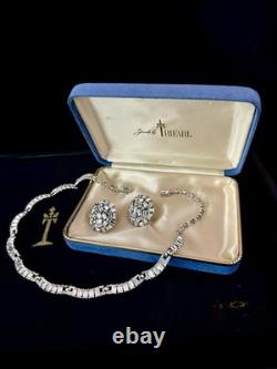 TRIFARI Emerald-Cut Diamanté Earrings Necklace Rhodium Alfred Philippe withJBT Box
