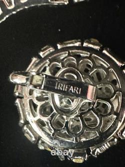 TRIFARI Emerald-Cut Diamanté Earrings Necklace Rhodium Alfred Philippe withJBT Box