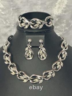TRIFARI Fire & Ice Set 1958 Rhodium Crystal Dangle Alfred Philippe Crown
