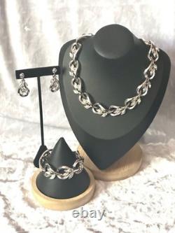 TRIFARI Fire & Ice Set 1958 Rhodium Crystal Dangle Alfred Philippe Crown