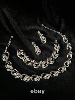 TRIFARI Fire & Ice Set 1958 Rhodium Crystal Dangle Alfred Philippe Crown