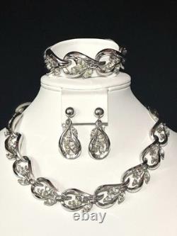 TRIFARI Fire & Ice Set 1958 Rhodium Crystal Dangle Alfred Philippe Crown