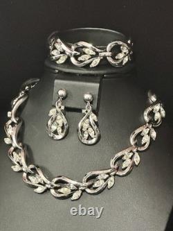 TRIFARI Fire & Ice Set 1958 Rhodium Crystal Dangle Alfred Philippe Crown