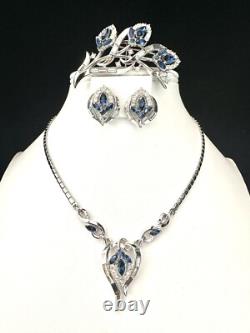 TRIFARI Flirtation Sapphire Rhodium Set Alfred Philippe HALO 1953 PAT PEND