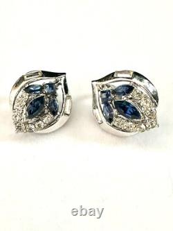 TRIFARI Flirtation Sapphire Rhodium Set Alfred Philippe HALO 1953 PAT PEND TRIFARI Flirtation Sapphire Rhodium Set Alfred Philippe HALO 1953 PAT PEND