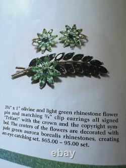 TRIFARI Flower Leaf Alfred Philippe Set Silver Brooch Earrings Navette