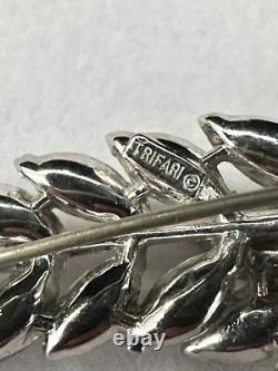 TRIFARI Flower Leaf Alfred Philippe Set Silver Brooch Earrings Navette