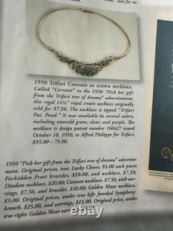 TRIFARI Forbidden Fruit-Rhodium 1950 Set Baguettes A. Philippe Book PAT PEND