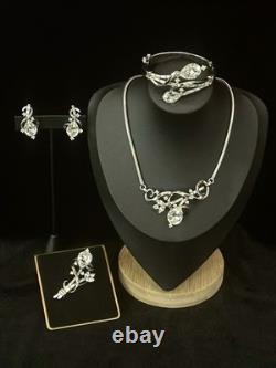 TRIFARI Gem of India Rhodium 1951 Set Teardrop Alfred Philippe Book withBox