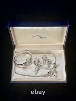 TRIFARI Gem of India Rhodium 1951 Set Teardrop Alfred Philippe Book withBox