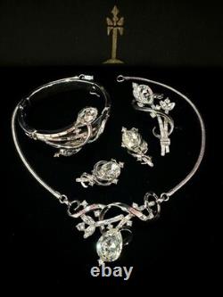 TRIFARI Gem of India Rhodium 1951 Set Teardrop Alfred Philippe Book withBox